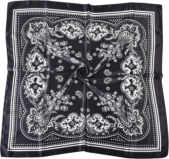 35 x 35 Women's Fashion Pattern Large Square Silk Like Hair Scarf Head Sleeping Wrap Satin Neck Bandana for Gift…