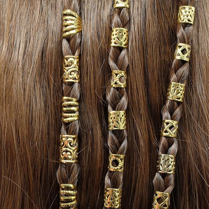 100 PCS Gold Hair Accessories Loc Hair Jewelry for Braids, Dreadlock Accessories for Women and Girls Adjustable braid Cuffs Braiding Hair Rings Decoration