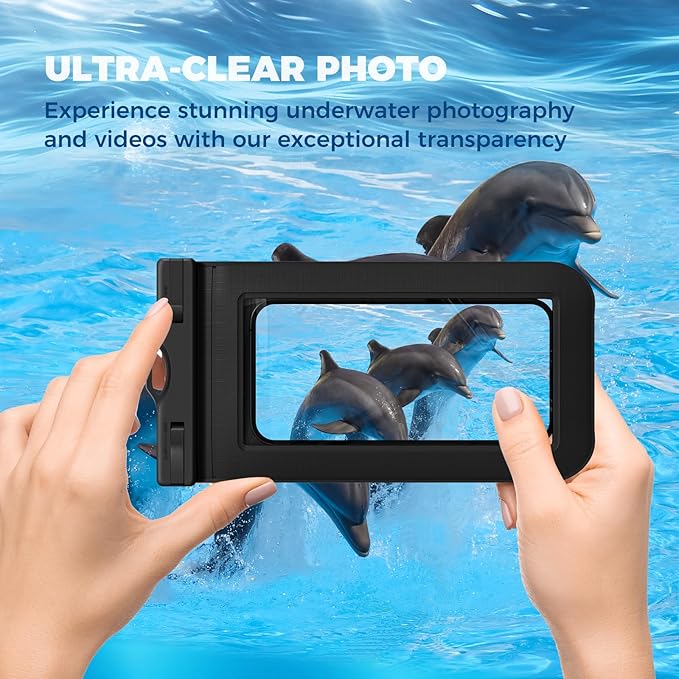 2 Pcs Waterproof Phone Pouch Case Up to 7.2", Floating Universal IPX8 Water Proof Cell Phone Dry Bag for iPhone 16 15 14 13 12 11 Pro Max XR XS SE 2022, Outdoor Sports, Black