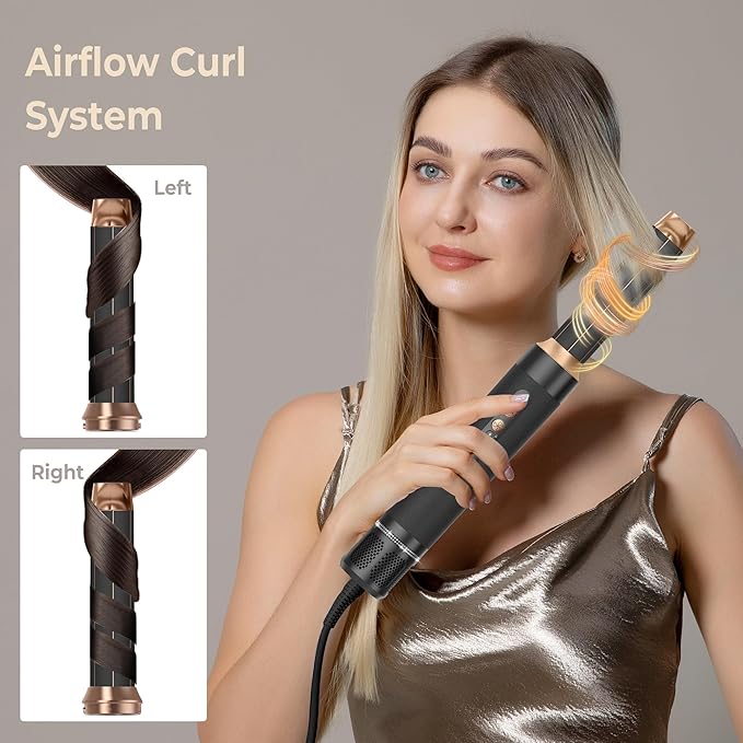 7 in ONE Hair Dryer Brush, Powerful Blow Dryer Brush with Auto- Wrap Curler, Detachable Fast Drying, Volumizing, Curling, Straightening, Ionic Hair Dryer with Diffuser, Hair Styling Tools Storage Case