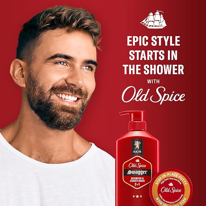 Old Spice Stay-In-Place Hair Styling Putty for Men, High Hold with Very Low Shine, 2.22 oz