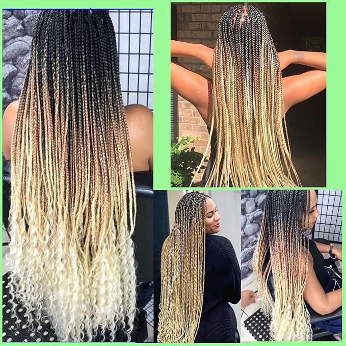 Ombre Pre stretched Braiding Hair, 36 Inch 4 tones Braid Hair Extensions, 8 packs Multi Color Blend Braiding Hair Pre-stretched, Crochet Hair Braiding(36''-8packs, 1b/30/27/613)