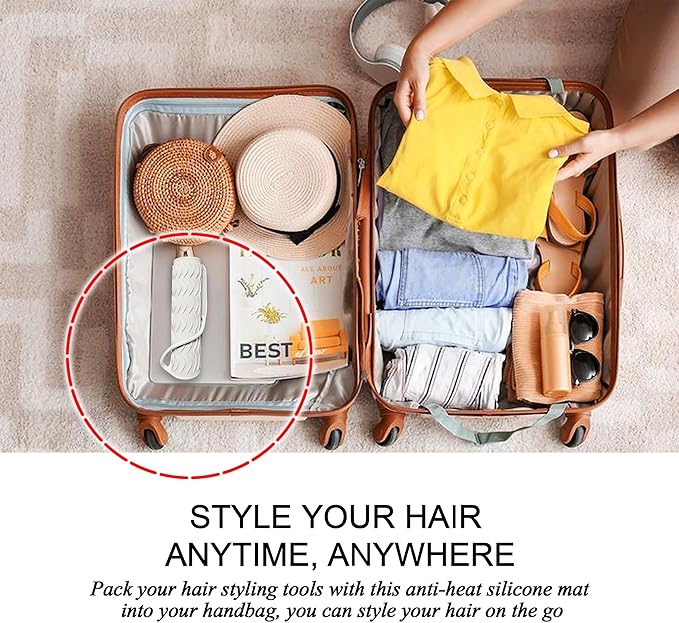 11" X 7.5" Large Heat Resistant Travel Mat for Curling Irons Flat Irons Hair Dryers Hair Straighteners Pad - Silicone Mat for Hair Styling Tools, Salon Hot Tools Mat, Vanity Mat - Ivory White