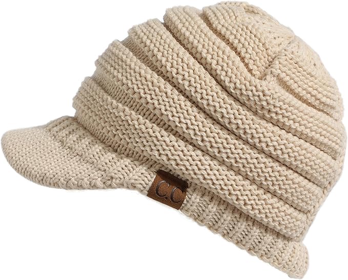 C.C Hatsandscarf Exclusives Women's Ribbed Knit Hat with Brim (YJ-131)(YJ-2023)