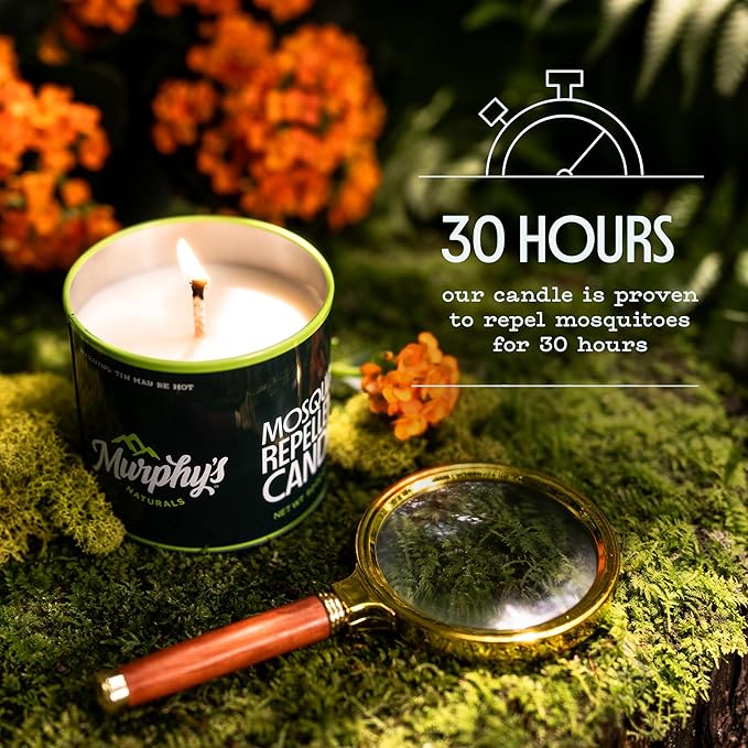 Murphy's Naturals Mosquito Bug Repellent Candle for Outdoor Patio, Citronella & Essential Oils, Soy/Beeswax Blend, 30-Hour Burn Time, 9 oz, 1-Pack