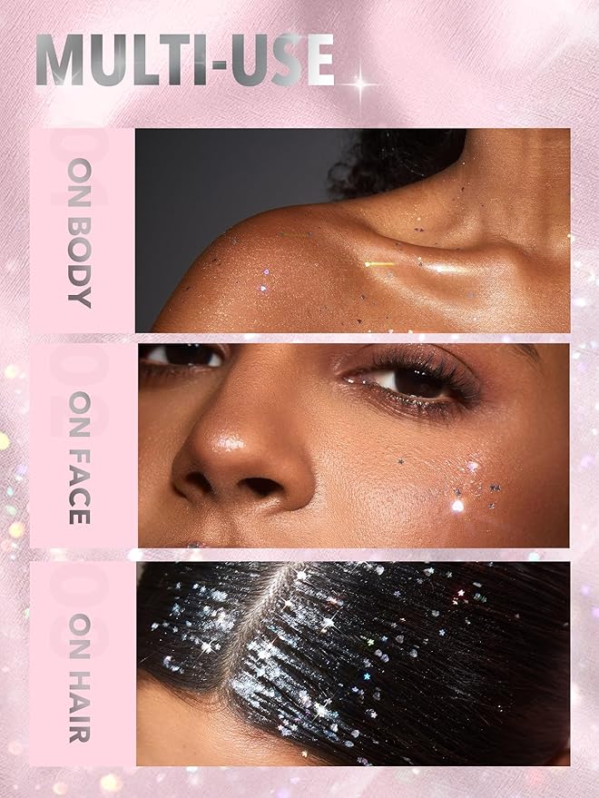 SHEGLAM Party Starter Body Highlighter Glitter Gel Quick-Drying and Non-Sticky Glitter Spray Liquid Highlighter for Face Hair Body Glitter-Ice Breaker