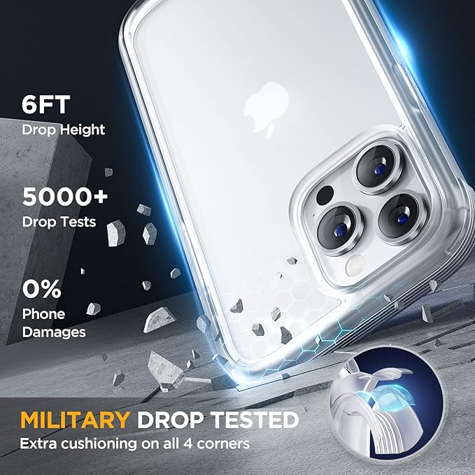 Miracase iPhone 13 Pro Max 6.7" Glass Case - 2023 Full-Body Clear Bumper with 9H Tempered Screen Protector, Matte White
