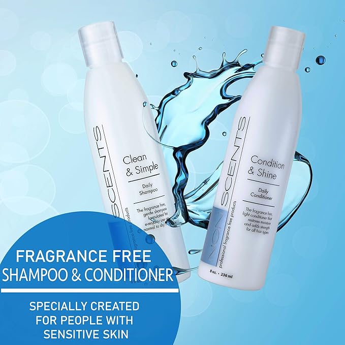 Nonscents Original Formula Fragrance Free Shampoo and Conditioner Set, Hydrating Shampoo for Dry Hair, Moisturizing and Unscented Shampoo and Conditioner for All Hair Types | Made in USA