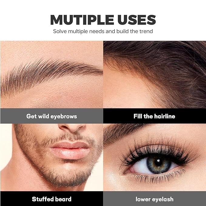 2 Pack Microblading Eyebrow Pen and Brow Tint for Women with Angled Brush & Dip to Effortlessly Create Natural Hair Like Brows, Waterproof Fast Eye Brow Makeup Pencil, Last All Day (Charcoal Grey)