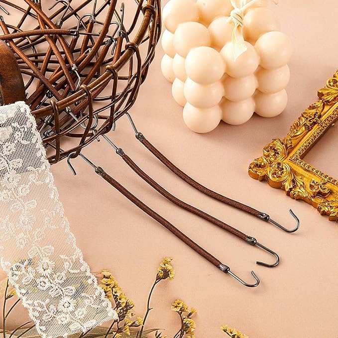 15 Pieces Elastic Hook Hair Tie Styling Ponytail Holder Hooks Cord for Curly Long Hair(Brown)