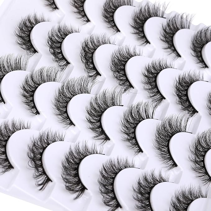 Newcally Cat Eye Lashes Natural Look False Eyelashes Short Wispy 3D Volume Fake Eye Lashes Pack 14 Pairs