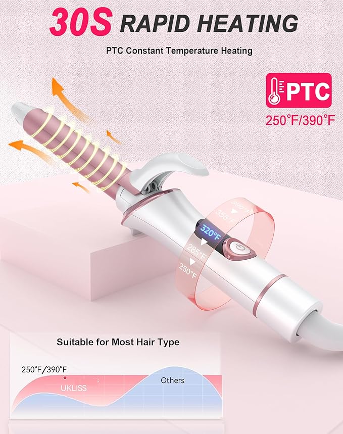 Mini Curling Iron for Short Hair - Small Travel Curling Iron with Dual Voltage, Ceramic Barrel, 5 Heat Settings, 60 Min Auto-Off, Portable Curling Wand for Versatile Styling (3/4 inch)
