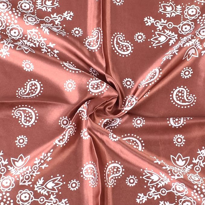 35 x 35 Women's Fashion Pattern Large Square Silk Like Hair Scarf Head Sleeping Wrap Satin Neck Bandana for Gift…