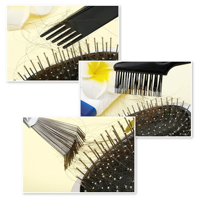 Boao 2 Pieces Hair Brush Cleaning Tool Comb Cleaner Brush Mini Comb Cleaning Hair Remover Tool for Removing Dust Home and Salon Use(Black Color)
