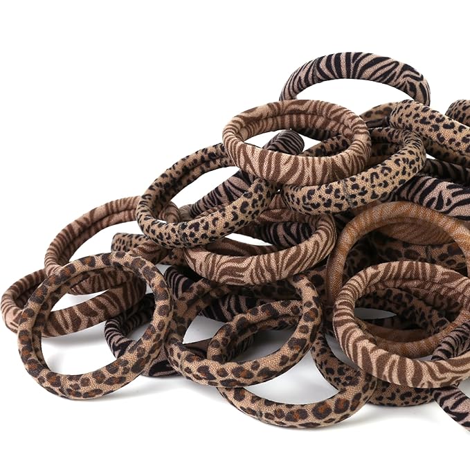 50PCS Seamless Hair Ties, Soft Ponytail Holders for Women, Nylon Large Bands, No Damage or Pull for Thick, Heavy, Curly Hair, 2 Inch Diameter, 5 Colors