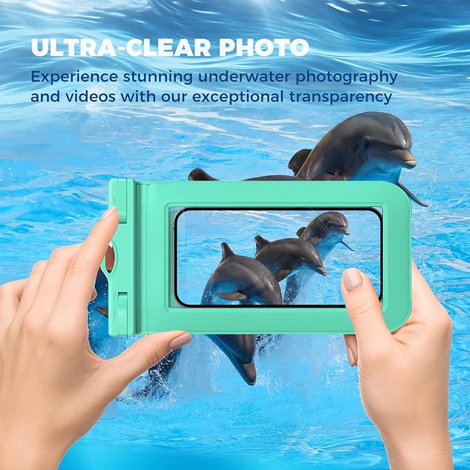 2 Pcs Waterproof Phone Pouch Case Up to 7.2", Floating Universal IPX8 Water Proof Cell Phone Dry Bag for iPhone 16 15 14 13 12 11 Pro Max XR XS SE 2022, Outdoor Sports, Green