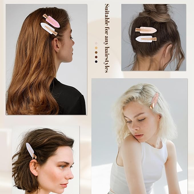 No Crease Creaseless No Bend Hair Clips For Styling Non Slip Flat Clips For Makeup Hair Accessories For Women,Pink Purple,12 PCS