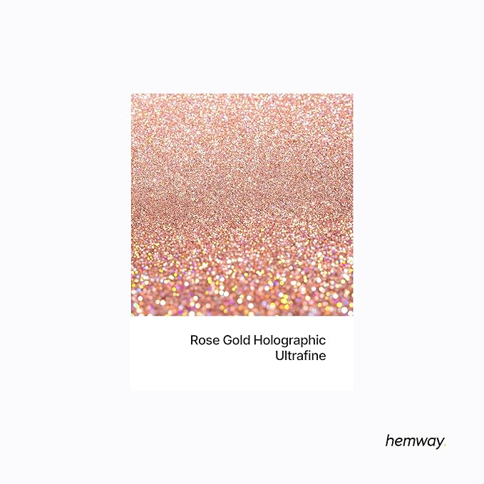 Hemway Premium Multi Purpose Glitter Dust Powder 100g / 3.5oz Arts & Crafts Wine Glass Decoration Weddings Cards Flowers Cosmetic Face Eye Body Nails Skin Hair (Rose Gold Holographic)