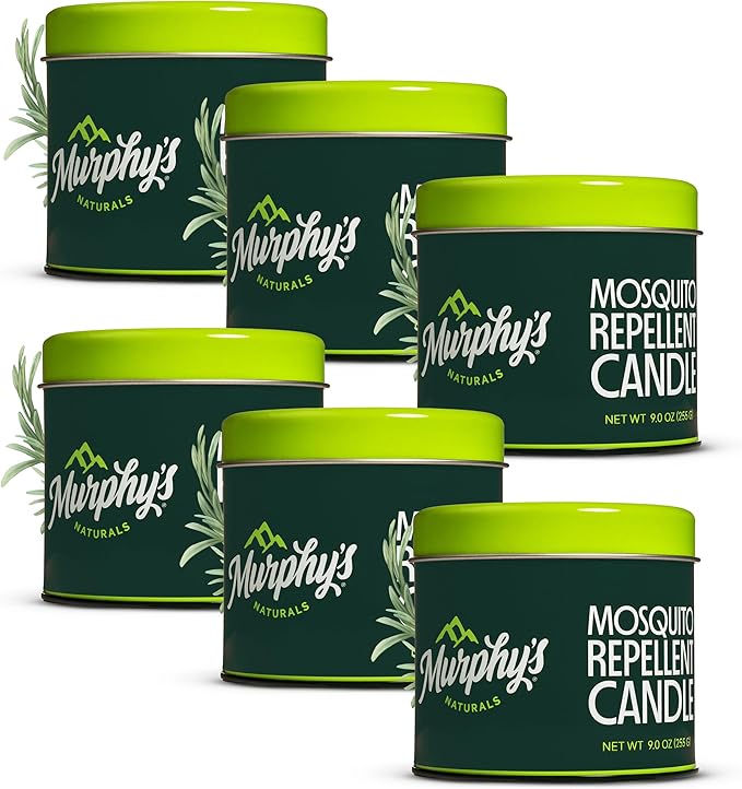 Murphy's Naturals Mosquito Bug Repellent Candles for Outdoor Patio, Citronella & Essential Oils, Soy/Beeswax Blend, 30-Hour Burn Time, 9 oz, 6-Pack