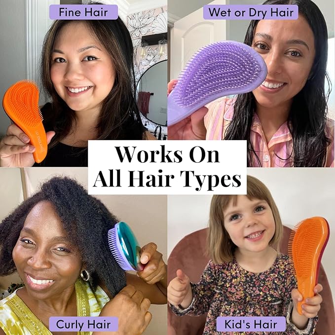 Lily England Hair Brushes for Women with Flexible Bristles - Pain-Free Detangler Brush for Curly, Thick, Straight & Natural Hair - Gentle Hairbrush for Women - Petrol Color