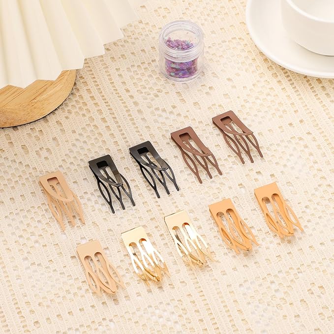10 Pcs Double Grip Hair Clips, Sightor Metal Snap Hair Clips Hair Barrettes for Women Hair Making Salon Supplies Hair Accessories (Brown)