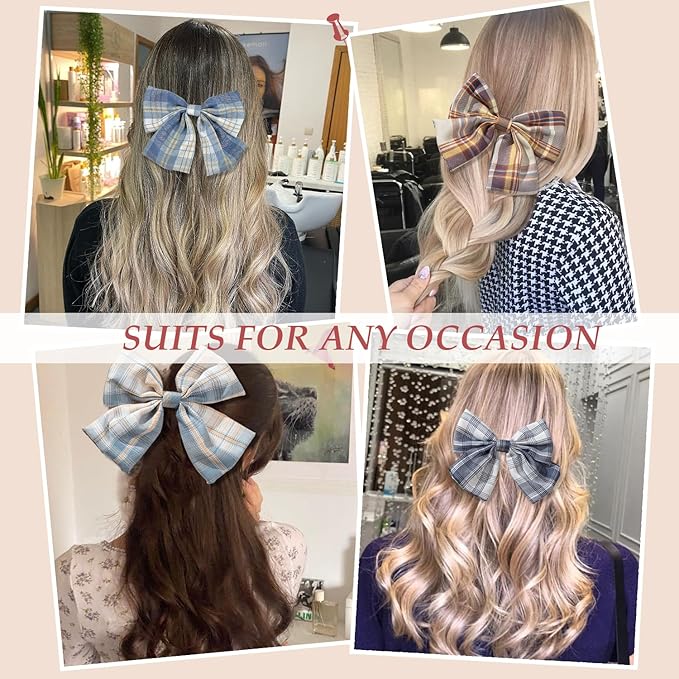 8 PCS Hair Bows for Womens Girls,Bow-knot Hair Clips for Women Thick Hair & Thin Hair,Big Bows Hair Clips,Nonslip Bow Claw Clips for Womens