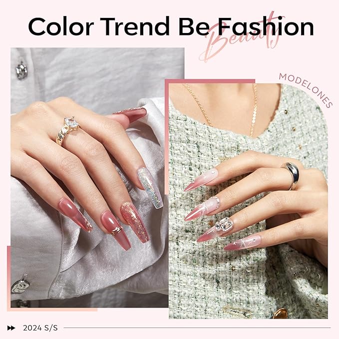 modelones Gel Nail Polish Set 2 Pcs 15 ML French Tip Red White Jelly Gel Polish Glitter Shimmer Pearl Pink Soak Off UV French Tip Gel Polish For Nail Art DIY Manicure At Home For Women Girl