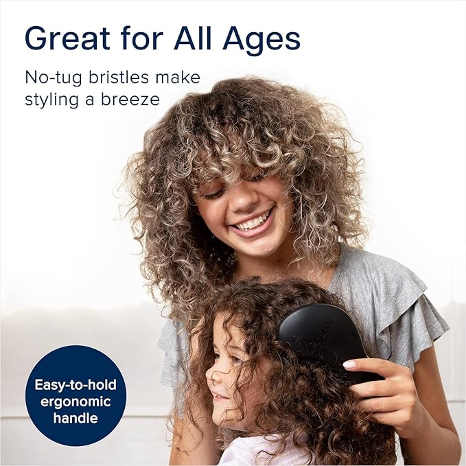 Crave Naturals Biggie Glide Thru Hair Brush - Detangler Brush for Curly, Straight, Wet or Dry Hair - Gentle Detangling Brushes for Adults, Kids, Toddlers - Hair Accessories for Women, 8.4x3.4" - Black