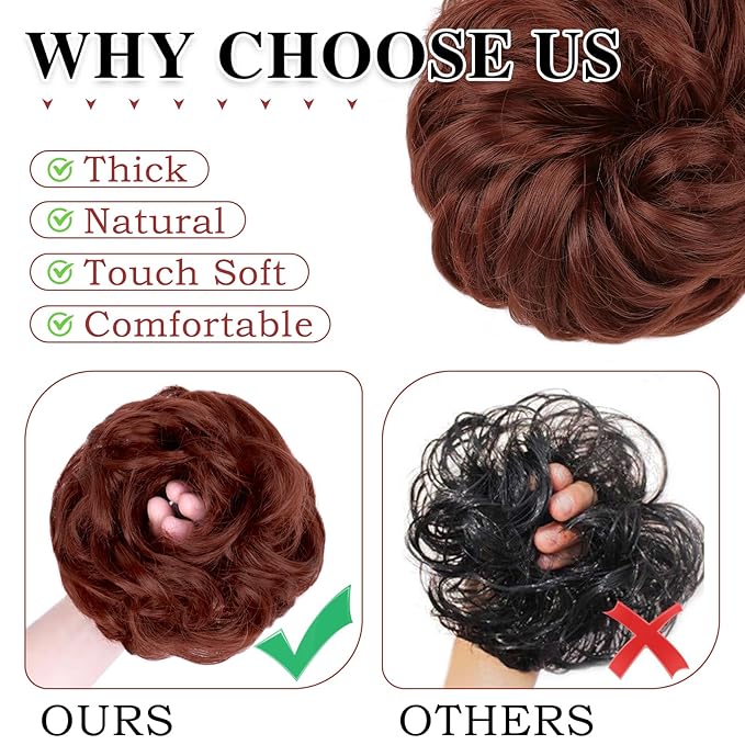 MORICA 1PCS Messy Hair Bun Hair Scrunchies Extension Curly Wavy Messy Synthetic Chignon for Women Updo Hairpiece
