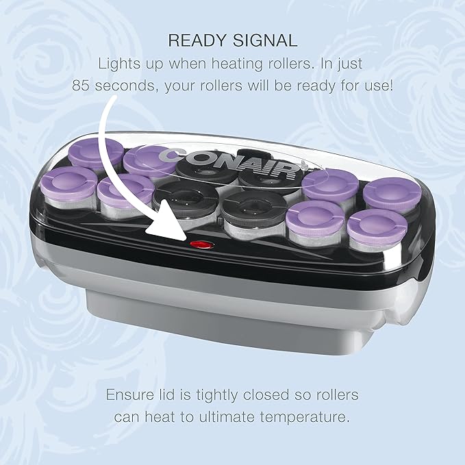 Conair Hot Rollers Hair Curlers for Long, Medium and All Hair | Heated Rollers with Roller Clips Included | 1 1/2-inch and 1 3/4 inch Rollers | Amazon Exclusive