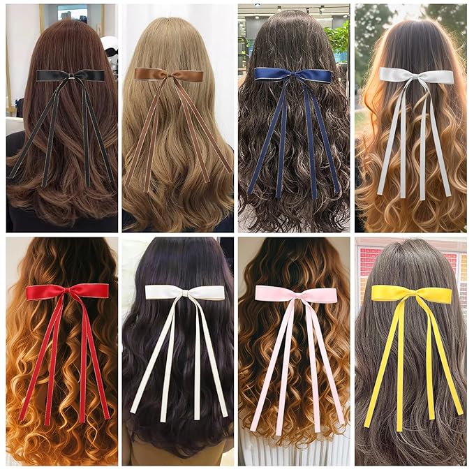 16 PCS Hair Bows for Women,Ribbon Hair Bows With Long Tail,Hair bow clips Hair Barrettes for Women Accessories