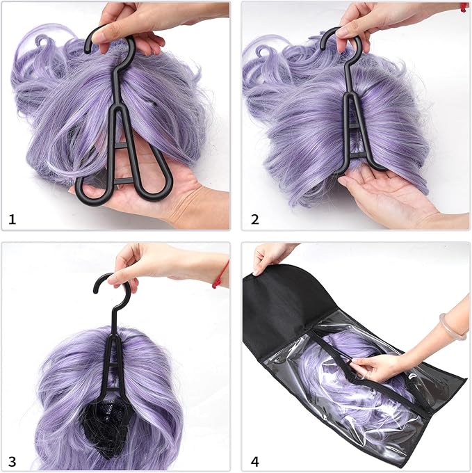 12PCS Hair Extension Holder Wig Storage Bags with Hanger for Multiple Wigs, Dust-proof Wig Hanger Hair Extension Storage Wig Bags for Hair Extensions, Wigs & Accessories