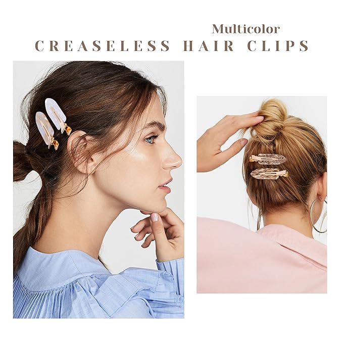No Crease Creaseless No Bend Hair Clips For Styling Non Slip Flat Clips For Makeup Hair Accessories For Women,White Gold Color,12 PCS