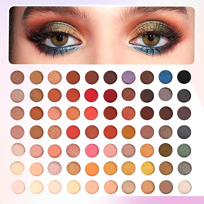 70 Colors Eyeshadow Palette,Matte Glitter Eyeshadow Makeup Palette with Eyeshadow Brush,Highly Pigmented Colorful Shimmer Eye Shadow Palette Makeup Kit for Women A