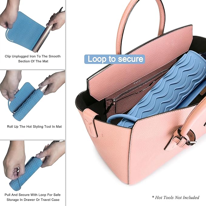 11" X 7.5" Large Heat Resistant Silicone Mat for Hair Styling Tools, Hair Straightener Pad, Curling Iron Mat, Flat Iron Mat, Hot Iron Holster Pad Counter Cover for Travel Vanity Salon