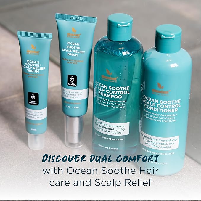 Ocean Soothe Scalp Relief Spray with Highly Concentrated Magnesium Salt for Dry and Flaky Skin, Quick Absorption, All Natural and Fragrance-Free Leave-in Scalp Treatment, 60mL