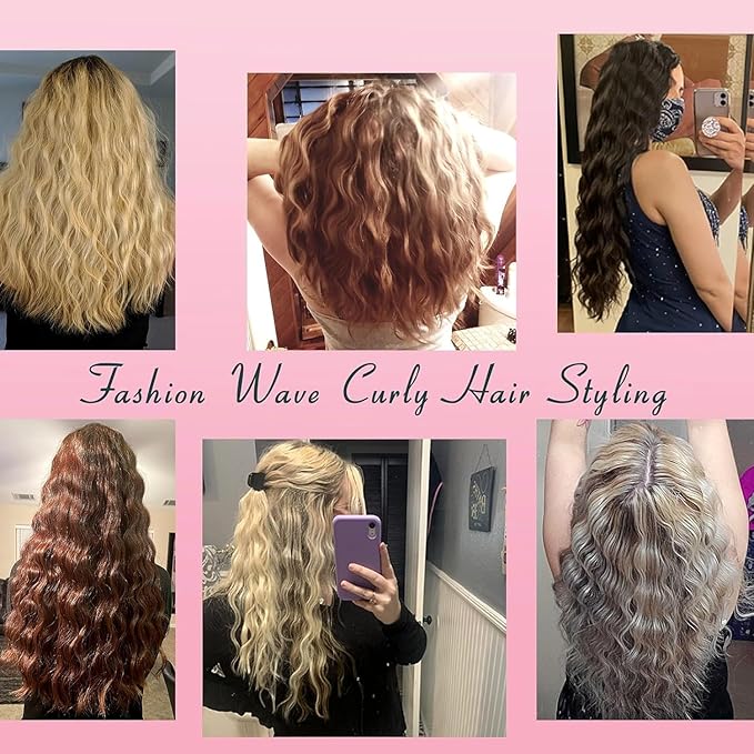 3 Barrel Curling Iron Hair Crimper: Aleath Dual Voltage Adjustable Temperature Three Barrels Hair Waver - Ceramic 1 inch Curler Wand