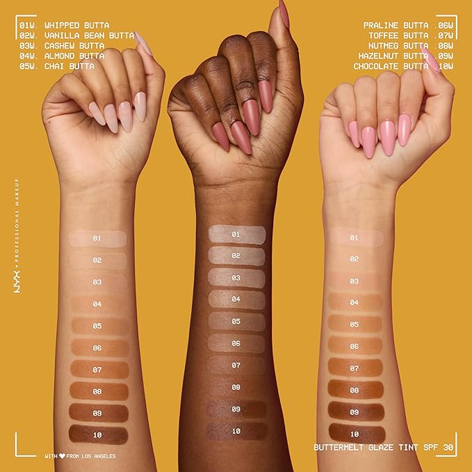 NYX PROFESSIONAL MAKEUP Buttermelt Glaze Soft Glow Skin Tint + SPF 30, Up To 12HR Wear, 09 Hazelnut Butta