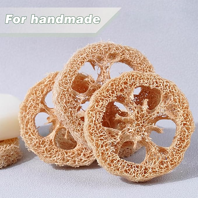 Natural Loofah Slices Cuts for Soap Making-20 Pack Organic Luffa Loofa Sponges for Soap Holder Handmade DIY Loofa Pet Toy Loofahs