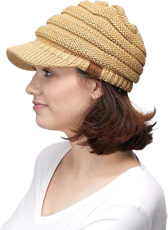 C.C Hatsandscarf Exclusives Women's Ribbed Knit Hat with Brim (YJ-131)(YJ-2023)