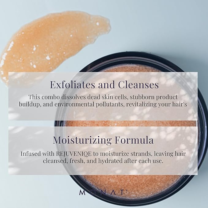 MONAT Scalp Purifying Scrub - w/Rejuveniqe® Deeply Cleanses, Purifies & Soothes Leaving Hair Cleansed & Fresh. Dissolves Dead Skin Cells & Restores Balance to the scalp. - Net Wt. 134 ml/4.5 fl. oz.