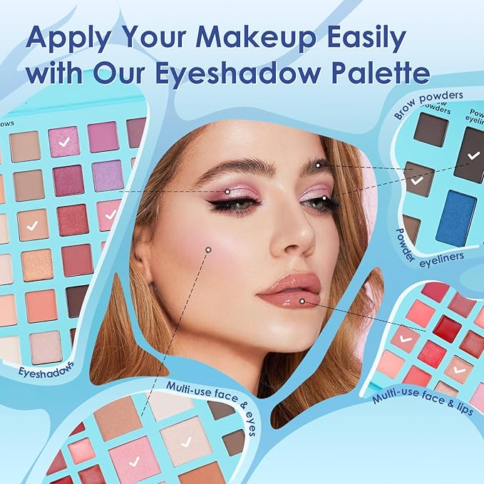 Color Nymph Multi-Colored Makeup Palettes丨Highly Pigmented 54 Colors Eyeshadow Palette with Matte Shimmer Finishes丨Cruelty Free Travel Size Makeup Pallet (Blue)