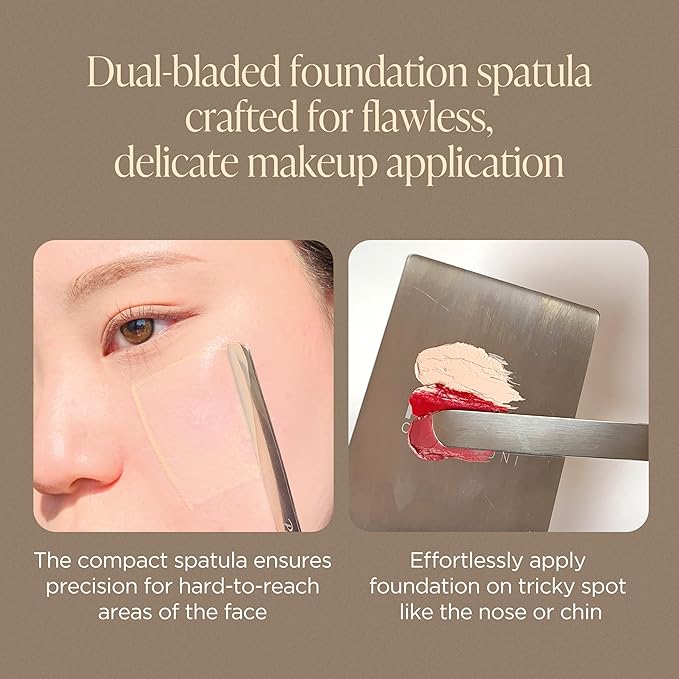 Korean Piccasso Makeup Spatula + Sponge 2P Set – Professional Makeup Tools with Precision Spatula and 2 Soft Sponges, Perfect for Blending Foundation, Makeup for a Flawless Finish, K-Beauty