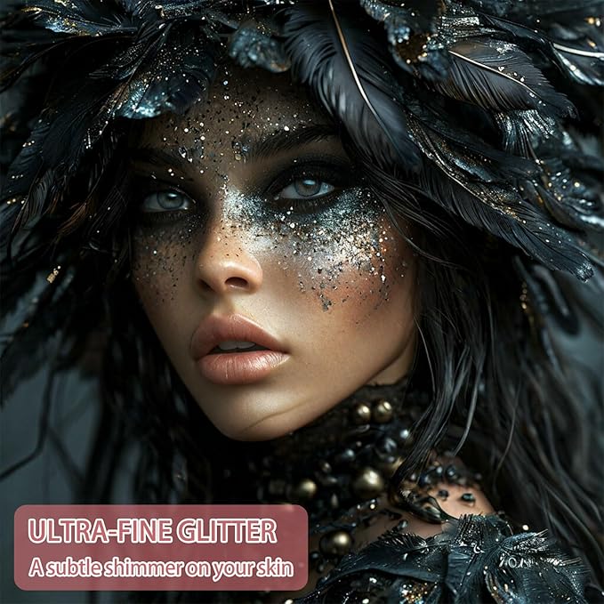Etercycle Glitter Body Spray, Black Face Glitter for Women, Long-Lasting and Quick-Drying Shimmering Powder Extra Fine Glitter for Highlighter Makeup Festival Party Concert Rave Accessories