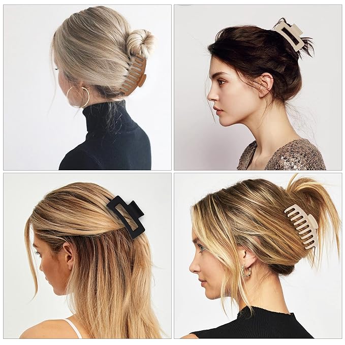 79Style Hair Clips for Women, 6pcs Claws Clips for Thick Hair, Banana Clips for Hair 3.5 Inch, Big Hair Clip, Medium Large Plastic Hair Clip for Girls, Multiple Colors - Brown