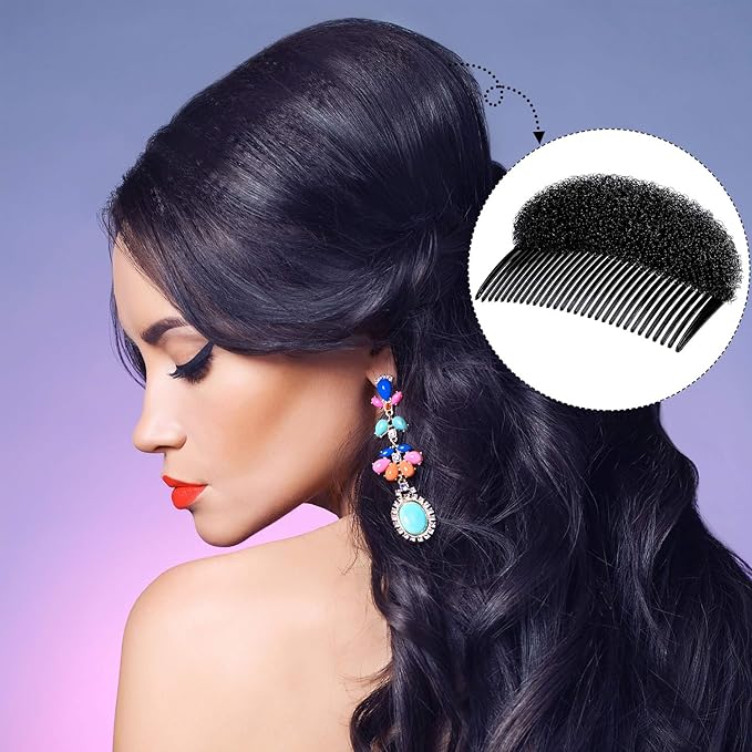 Bump It Up Volume Hair Base Set - Sponge Styling Insert, Braid Tool, Comb Clip, Bun Pad Accessories for Women Girls DIY Hairstyles (14)