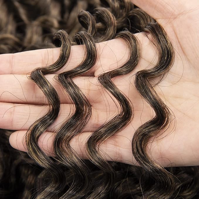 8 Packs Curly Crochet Hair GoGo Curl Crochet hair for Women Deep Wave Braiding hair,Synthetic Bohemian Crochet Braid Water Wave Crochet hair Extensions (1B/30, 18inch)