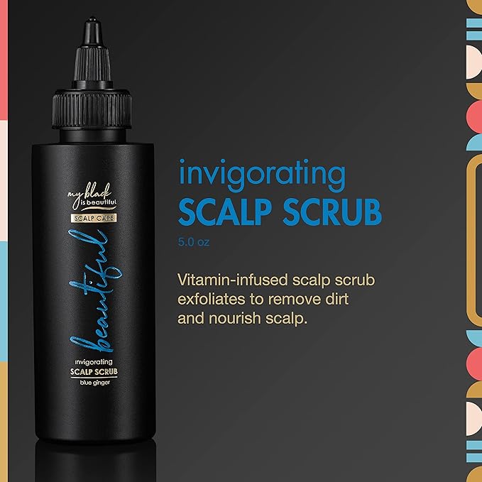 My Black is Beautiful Invigorating Scalp Scrub Treatment for Dry Scalp and Damaged Hair, Blue Ginger and Mint, 4.2 fl oz