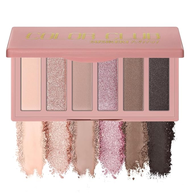 6 Colors Mini Naked Eyeshadow Makeup Palette Rosy Neutral Nude Eye Shadow Shimmer & Matte Make Up Pallet with Mirror Highly Pigmented Long Lasting Waterproof Travel Size Gift Kit 02