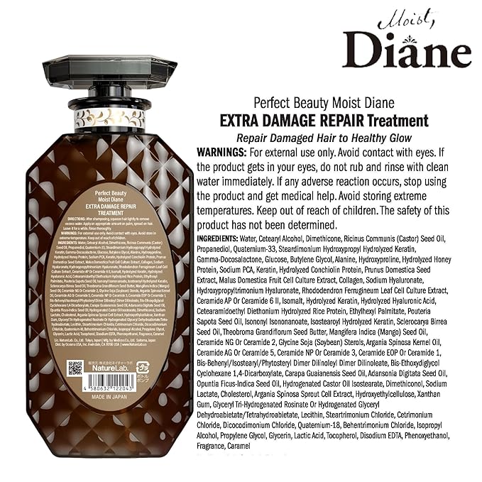 Moist Diane Keratin Hair Treatment for Damaged Hair & Color Treated Hair Women & Men, Organic Hair Care with Argan Oil & Mango Oil from Japan, Sulfate & Silicone Free, EXTRA DAMAGE REPAIR, 15.2 Fl Oz